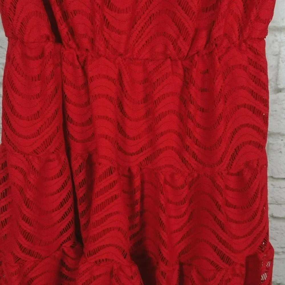 💰3/$25 City Triangles Flounce Dress Fit & Flare Lace Red Juniors S - Picture 7 of 12